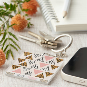Porte-clefs Motif Triangle Léopard Chic & Rose