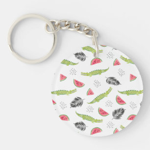 Porte-clefs Motif tropical de pastèque et de crocodile