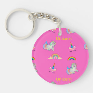 Porte-clefs Motif Unicorne rose