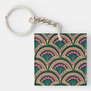 Porte-clefs motif vert en forme de coque