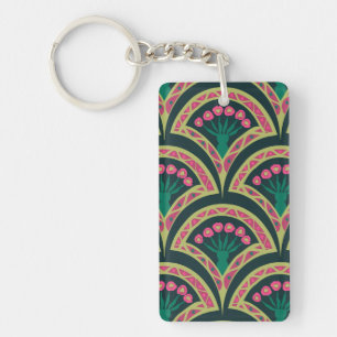 Porte-clefs motif vert en forme de coquillage