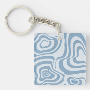 Porte-clefs Motif Y2K Groovy Tourbillon Rétro Bleu
