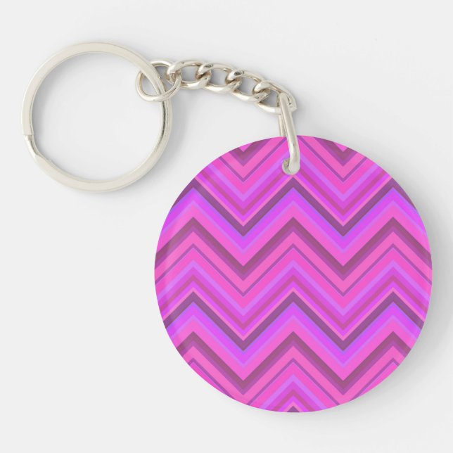 Porte-clefs Motif zigzag à rayures roses (Devant)
