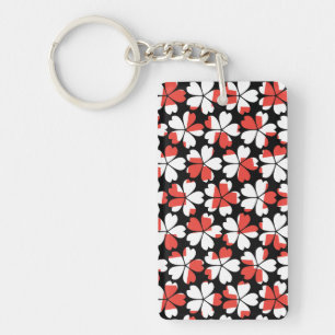 Porte-clefs Motifs de fleurs blanches rouges mignons