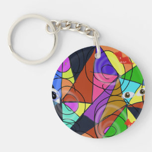 Porte-clefs Motifs géométriques abstraits surréalistes avec de