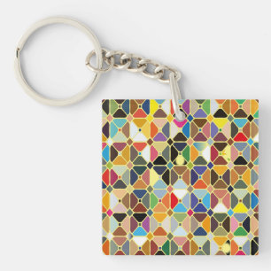 Porte-clefs Motifs géométriques multicolores aux formes octo