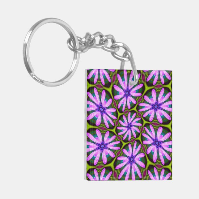 Porte-clefs Motifs marguerite violet (Devant gauche)