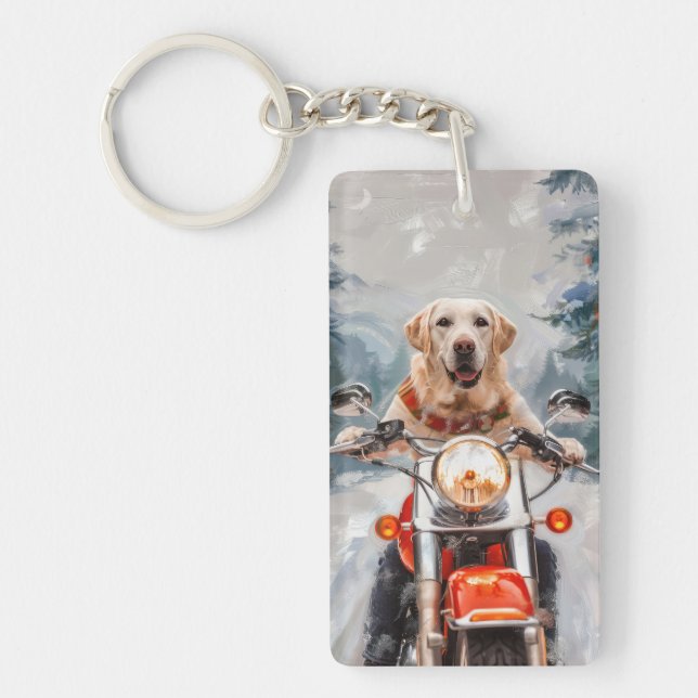 Porte-clefs Moto à chiens Labrador Noël (Devant)