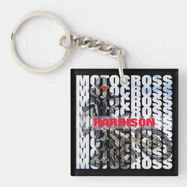 Porte-clefs Motocross Sports Dirt Biker Personnalisé (Devant)