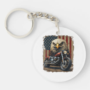 Porte-clefs Motocyclette Drapeau USA Rétro Biker Chopper