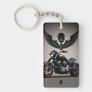 Porte-clefs Motocyclette personnalisée avec graphique de crâne