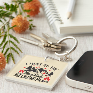 Porte-clefs Mots d'art de montagnes mignonnes appelant le camp