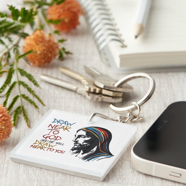Porte-clefs Mots Divins : Jésus inspire (Devant Droit)