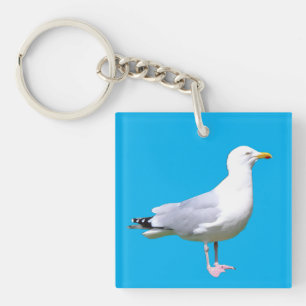Porte-clefs Mouette Oiseau Debout Côté Plage Faune Art