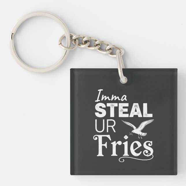 Porte-clefs Mouette voleuse de frites (Devant)