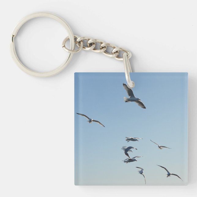 Porte-clefs Mouettes volant au-dessus des vagues de l'océan Oi (Devant)