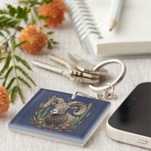 Porte-clefs Mouflon du Colorado et cactus Coupe Claret