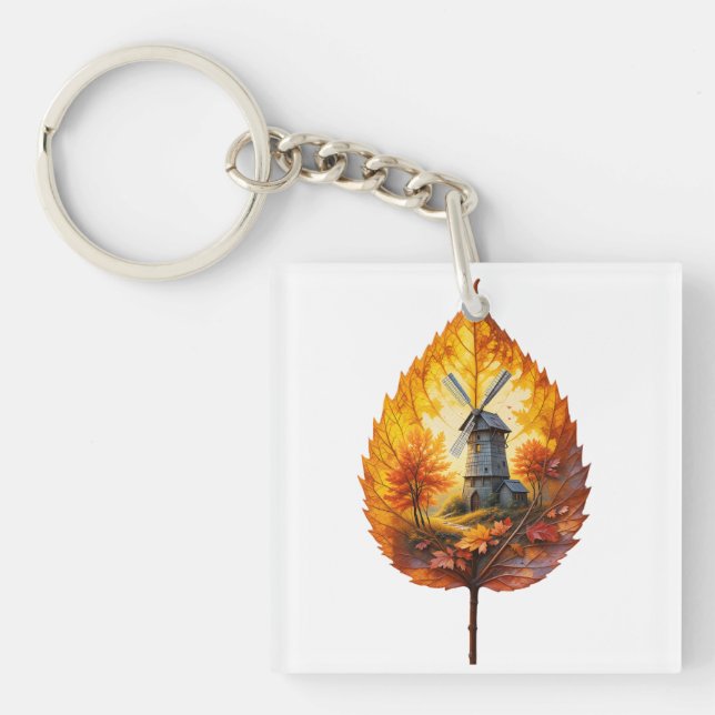 Porte-clefs Moulin rustique à l'éclat automnal (Devant)