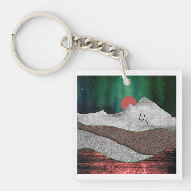 Porte-clefs Mountain Northern Lights (Devant)
