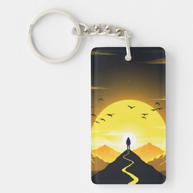 Porte-clefs Mountain Peak Silhouette with a winding. Pedestal (Devant)