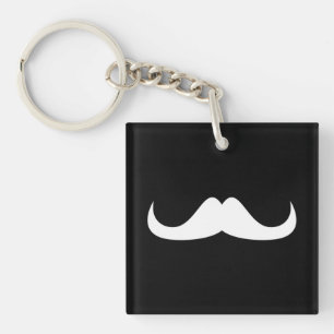 Porte-clefs Moustache cool blanc Handlebar sur noir