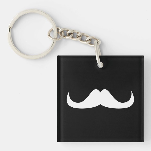 Porte-clefs Moustache cool blanc Handlebar sur noir (Devant)