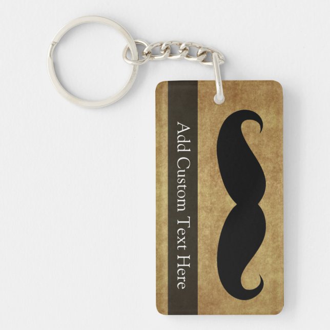 Porte-clefs Moustache vintage avec texte personnalisé (Devant)