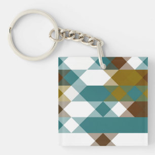 Porte-clefs moutarde épicée, jade délavé, blanc et noix de mus
