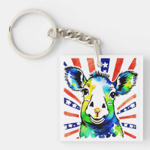Porte-clefs Moutons drôles aquarelle colorés