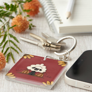 Porte-clefs Moutons Et Fleurs