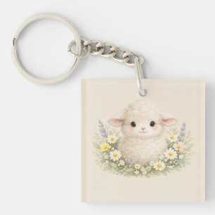 Porte-clefs Moutons Fantaisistes et Fleurs Sauvages pour un Ch