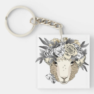 Porte-clefs Moutons floraux de halo