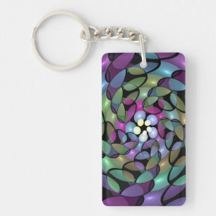 Porte-clefs Mouvements Colorés Art Fractal Abstrait Étonnant