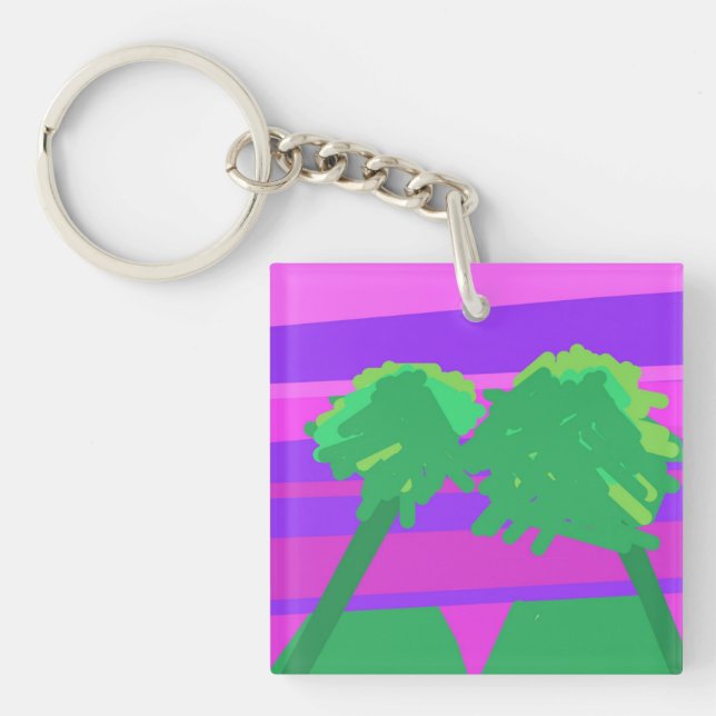 Porte-clefs Mt. Coucher de soleil rose vert pourpre (Devant)