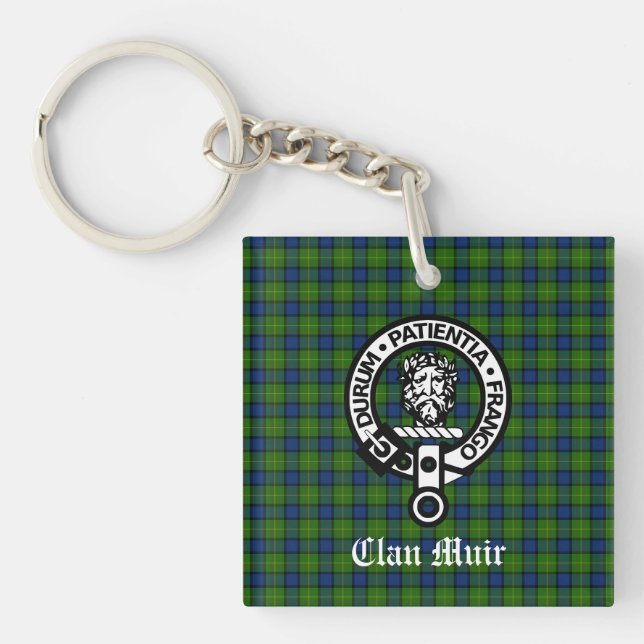 Porte-clefs Muir de clan ou plus Insigne de crête & Tartan (Devant)