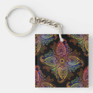Porte-clefs Multicolore Beau Paisley sur Noir