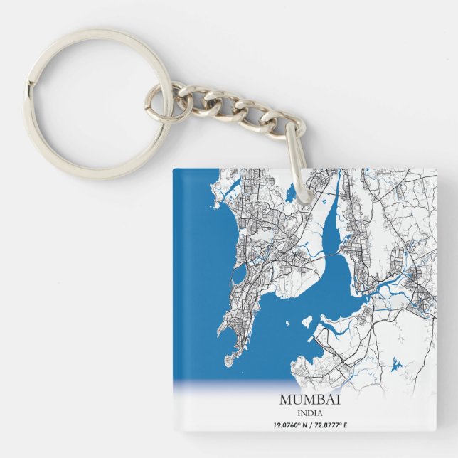 Porte-clefs Mumbai India City Map Voyage simple (Devant)