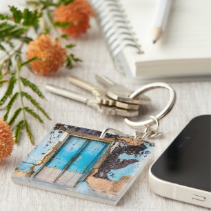Porte-clefs Mur bleu et porte