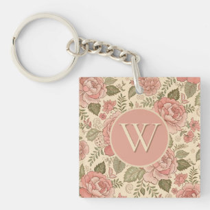 Porte-clefs Muse Florale Poussiéreuse - Style Batik Rose Pouss