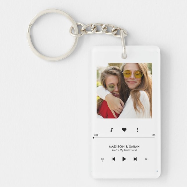 Porte-clefs Music Player Photo Frame Personalized BFF Keychain (Devant)