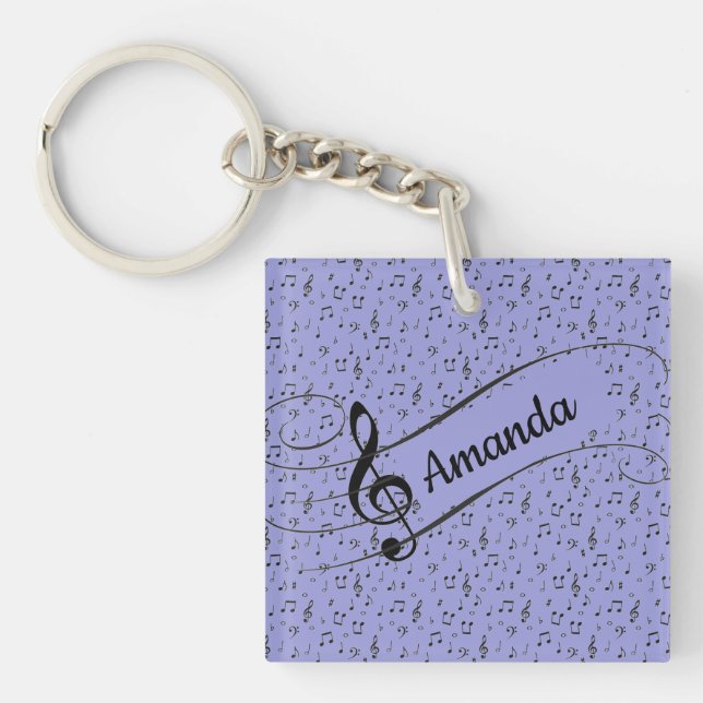 Porte-clefs Musical personnalisé noir  (Devant)