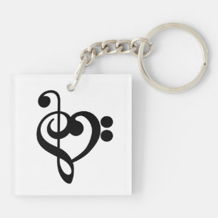 Porte-clefs Musicien Coeur de musique - Treble Bass Clef