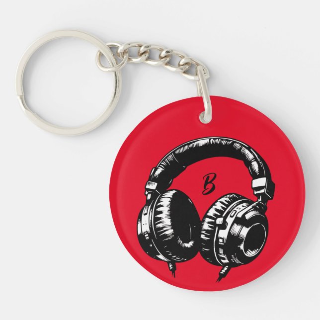 Porte-clefs Musique Casques DJ Anniversaire (Devant)