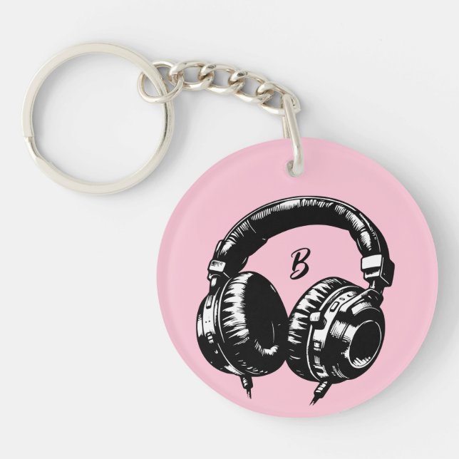 Porte-clefs Musique Casques DJ Anniversaire (Devant)