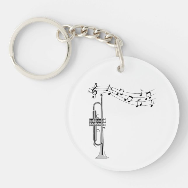 Porte-clefs Musique de trompette avec notes musicales (Devant)