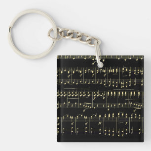 Porte-clefs Musique dorée sur fond noir 