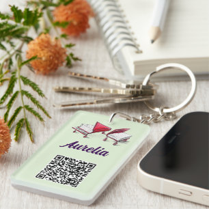 Porte-clefs Musique Et Littérature Votre Nom Plus QR Code