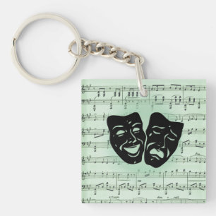 Porte-clefs Musique verte et masques grecs de théâtre