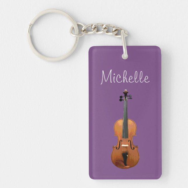 Porte-clefs Musique violet monogramme (Devant)