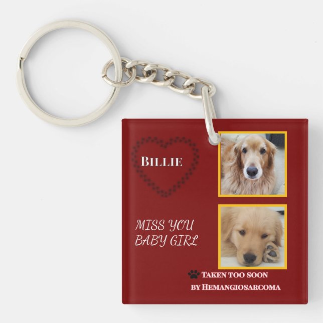 Porte-clefs Muted Red Heartflet Pet Keepsake (Devant)